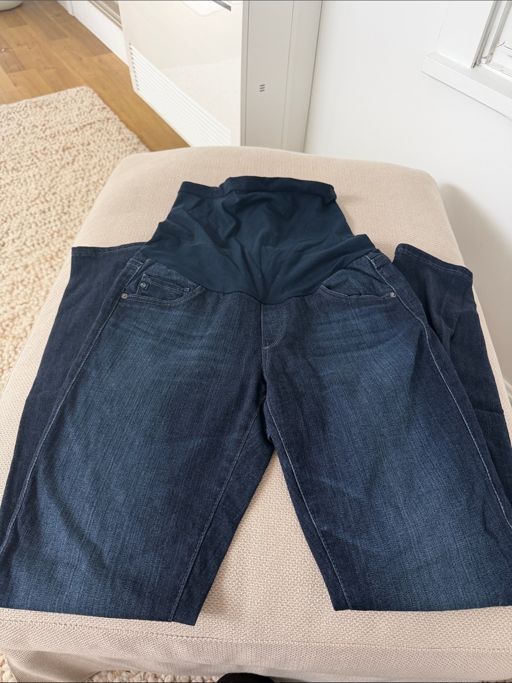 Ag Adriano Goldschmied Dark Blue Maternity Jeggings with Navy Overband